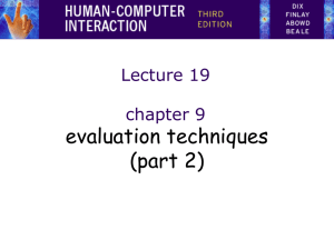 Lecture 19 Evaluation techniques 2