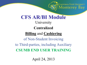 AR/BI CSUMB End User Training PowerPoint