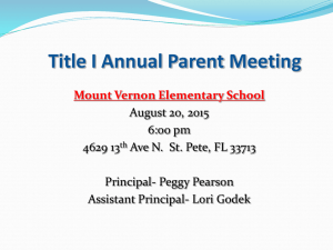 Title I & Title III Annual Parent Meeting