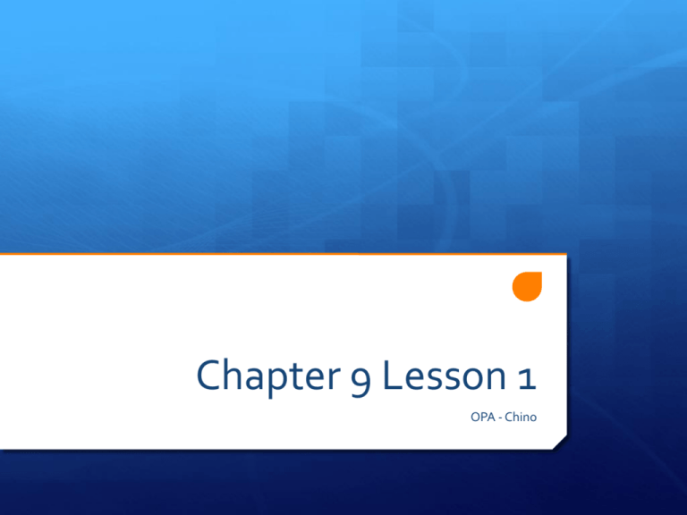 Chapter 9 Lesson 1