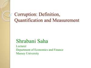 Corruption: Definition, Quantification and