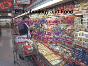 Biotechnology and Food - University of Wisconsin Biotechnology