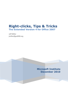 Right-clicks, Tips & Tricks
