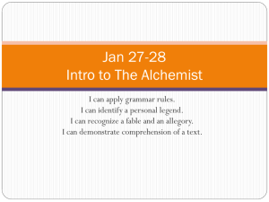 Jan 9 and 12 Intro to The Alchemist