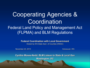 Cooperating Agencies & Coordination Federal Land Policy and