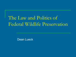 The Law and Politics of Federal Wildlife Preservation