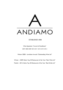 Winner – 2009 Metro Top 50 Restaurant of the Year “Best