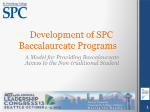Development of SPC Baccalaureate Programs A Model for