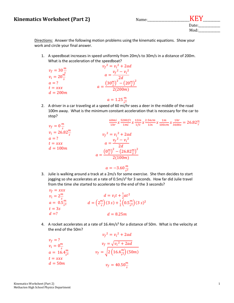  Kinematics Problems Worksheet With Answers Free Download Qstion co
