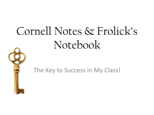 Cornell Notes & Frolick*s Notebook