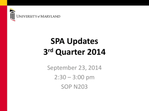 SPA Updates 3 rd Quarter 2014 - University of Maryland, Baltimore