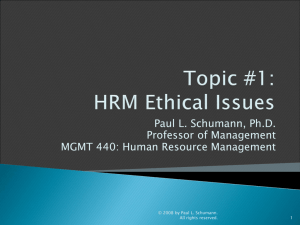 Topic 1: HRM Ethical Issues