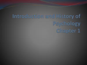 Introduction and History of Psychology Chapter 1