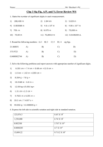 Practice Worksheet for Significant Figures