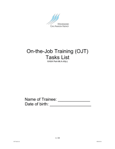 On-the-Job Training (OJT) Tasks List EASA Part