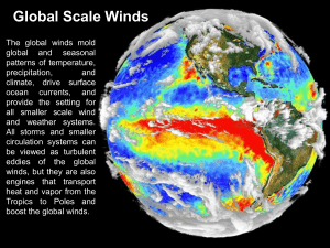 global winds, ocean currents and precipitation patterns