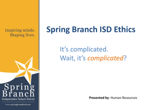 Ethics and Working in SBISD - Spring Branch Independent School