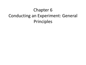 Chapter 6 Conducting an Experiment: General Principles
