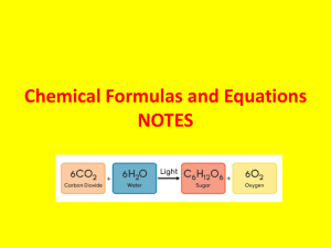 Chemical Formulas and Equations NOTES MOLECULE