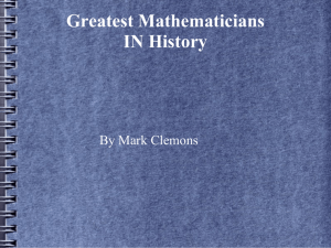 Greatest Mathematicians IN History