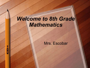 Welcome to 8th Grade Mathematics