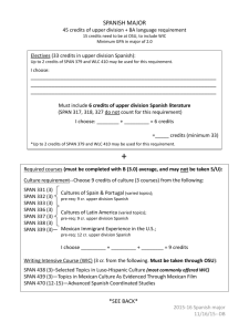 flow chart for completing the Spanish major.