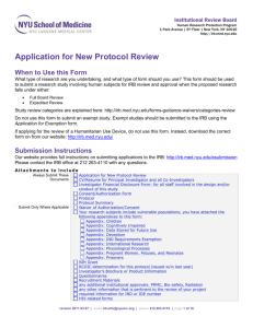 Application for New Protocol Review