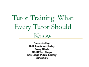 Tutor Training: What Every Tutor Should Know