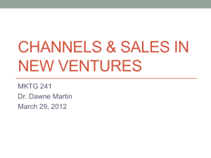 Channels & Sales in New Ventures