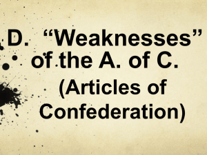 *Weaknesses* of the Articles of Confederation