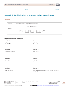 Lesson 2.2: Multiplication of Numbers in Exponential Form
