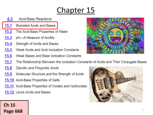 Chapter 15 1-7 acids bases pH Ka Kb