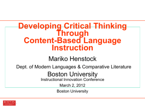 Developing Critical Thinking Through Content