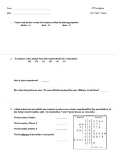 Name: CP Pre-Algebra Date: Unit 1 Quiz 1 Review Create a data set