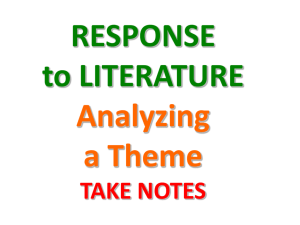 RESPONSE to LITERATURE Analyzing a Theme