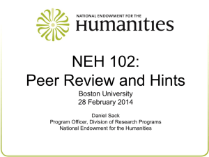 NEH 102: Peer Review and Hints