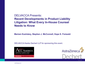 May 6, 2010 Recent Developments in Product Liability