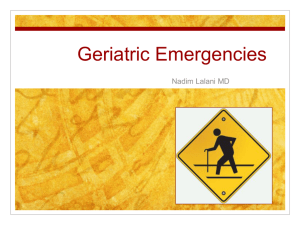 Geriatric Emergencies - Calgary Emergency Medicine