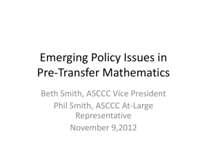 Emerging Policy Issues in Pre-Transfer Mathematics