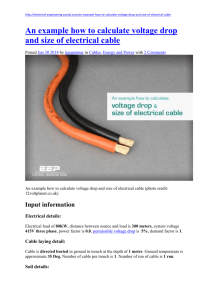 An example how to calculate voltage drop and size of electrical cable