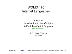 Tutorial 1B - A First JavaScript Program