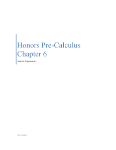 Honors Pre-Calculus Chapter 6