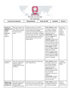 9th Grade Curriculum Map Mrs. MacFarland Unit and Area of