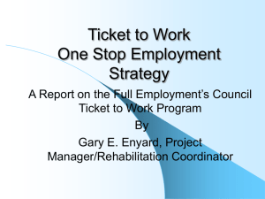 One Stop Employment Strategy - Law, Health Policy & Disability