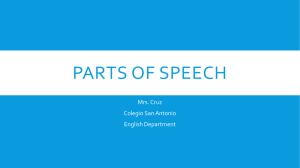 Parts of speech - Mrs. cruz's English Class