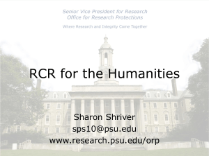RCR for the Humanities