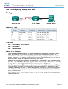 Lab – Configuring Syslog and NTP