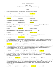 GENERAL CHEMISTRY I CHEM 1311 Sample Exam on Gas Laws