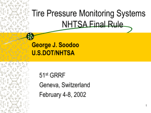 Tire Pressure Monitoring Systems The NHTSA Proposal