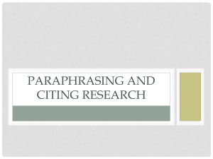 Paraphrasing and Citing Research PPT